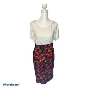 Lularoe Cassie Red Heart Geometric Print Skirt Lg